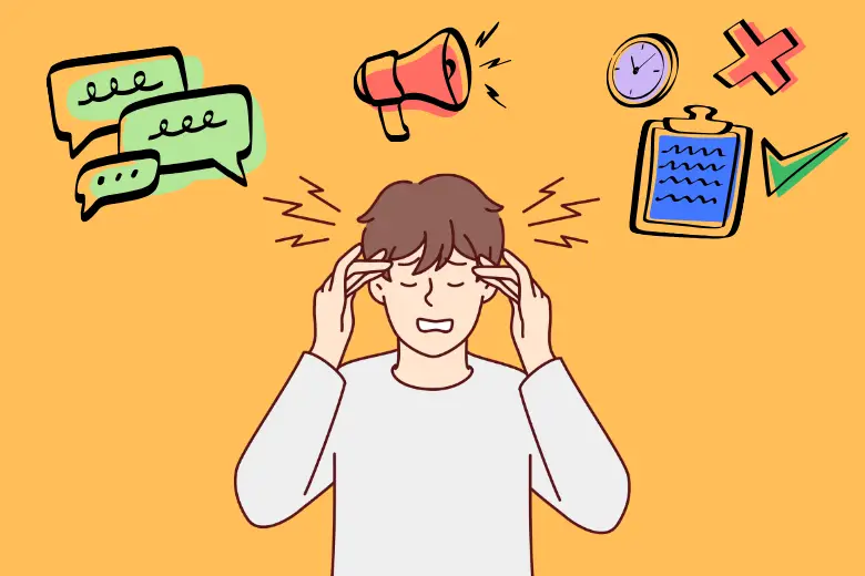 話すときに緊張している人の様子を描いたイラスト